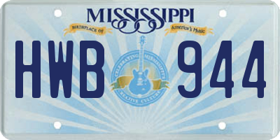 MS license plate HWB944