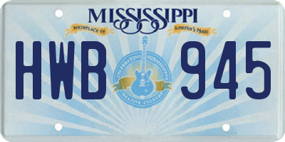 MS license plate HWB945