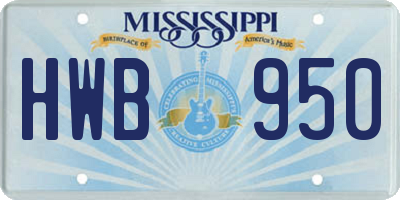 MS license plate HWB950