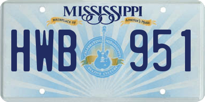 MS license plate HWB951