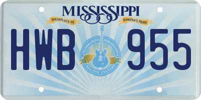 MS license plate HWB955