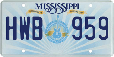 MS license plate HWB959
