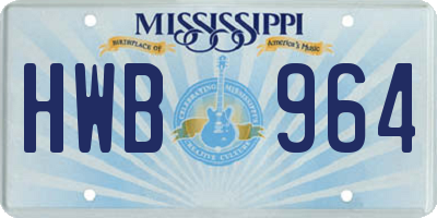 MS license plate HWB964