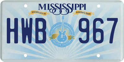 MS license plate HWB967