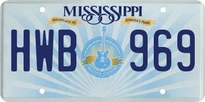 MS license plate HWB969