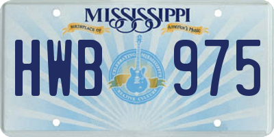 MS license plate HWB975