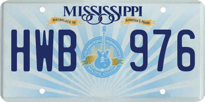 MS license plate HWB976