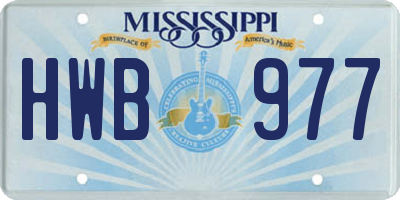 MS license plate HWB977