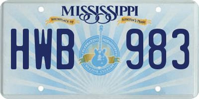 MS license plate HWB983