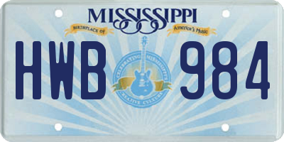 MS license plate HWB984