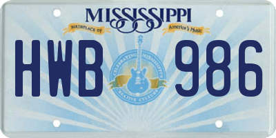 MS license plate HWB986