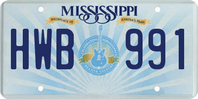MS license plate HWB991