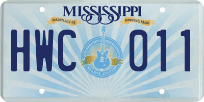 MS license plate HWC011