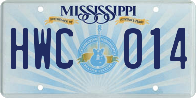 MS license plate HWC014