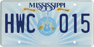 MS license plate HWC015