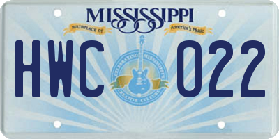 MS license plate HWC022