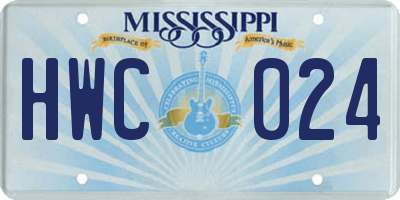 MS license plate HWC024
