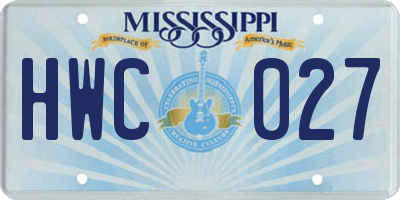 MS license plate HWC027
