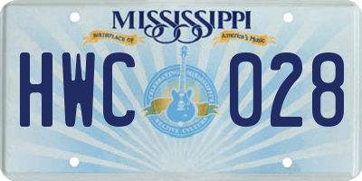 MS license plate HWC028