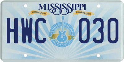 MS license plate HWC030