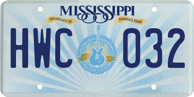 MS license plate HWC032