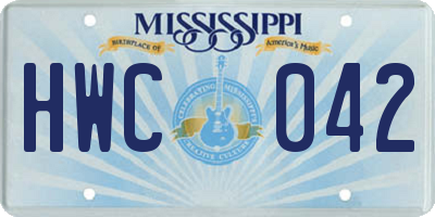 MS license plate HWC042