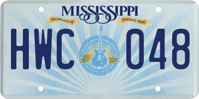 MS license plate HWC048