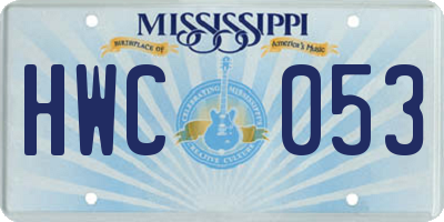 MS license plate HWC053