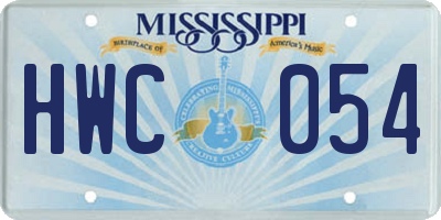 MS license plate HWC054