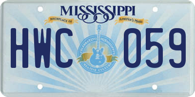 MS license plate HWC059