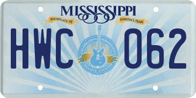 MS license plate HWC062