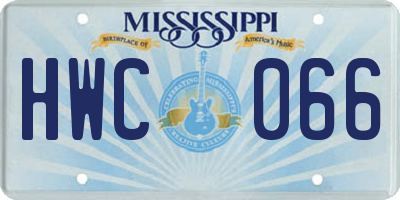 MS license plate HWC066