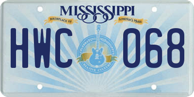 MS license plate HWC068