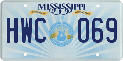 MS license plate HWC069
