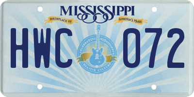 MS license plate HWC072
