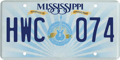MS license plate HWC074