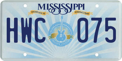 MS license plate HWC075