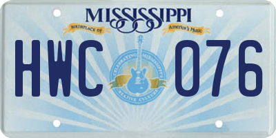 MS license plate HWC076