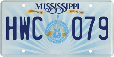 MS license plate HWC079