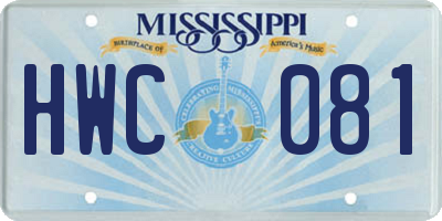 MS license plate HWC081