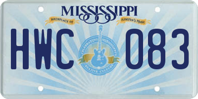 MS license plate HWC083