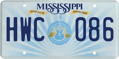 MS license plate HWC086