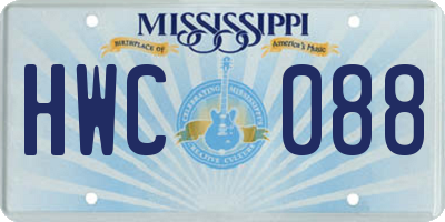 MS license plate HWC088