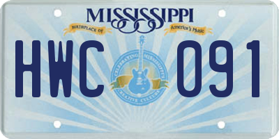MS license plate HWC091
