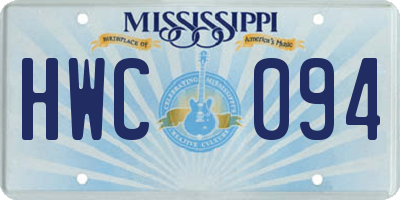 MS license plate HWC094