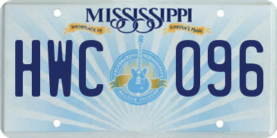 MS license plate HWC096