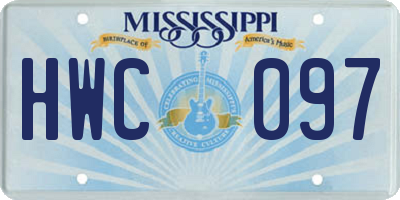 MS license plate HWC097
