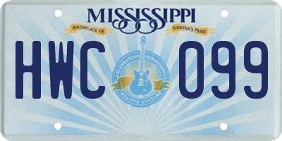 MS license plate HWC099