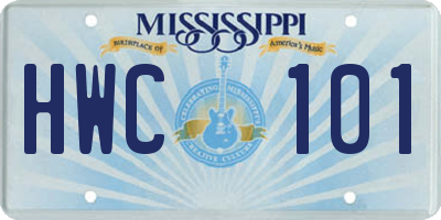 MS license plate HWC101