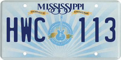 MS license plate HWC113